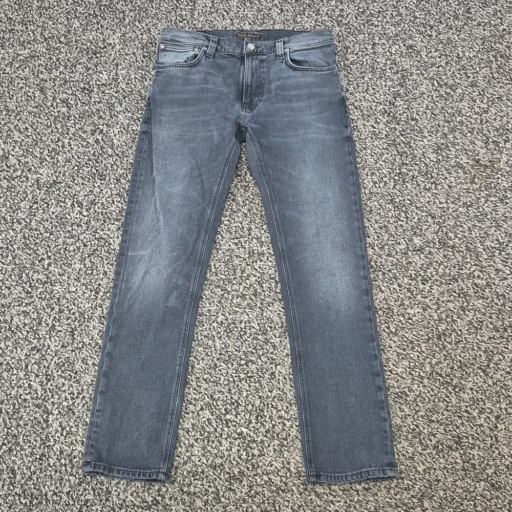Nudie Jeans Mens 33x30 Blue Gray Thin Finn Organic Cotton Denim Slim Stretch